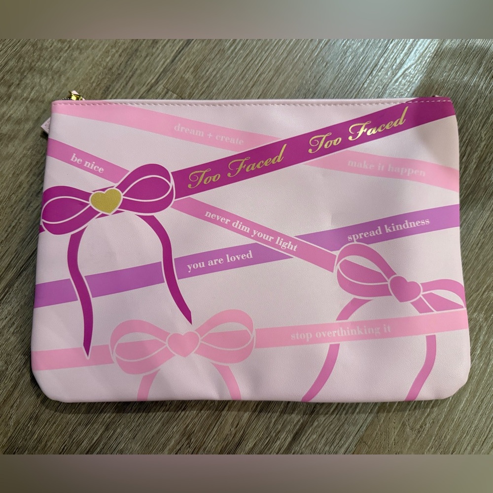 Too Faced Pink and Purple Cosmetic Pouch